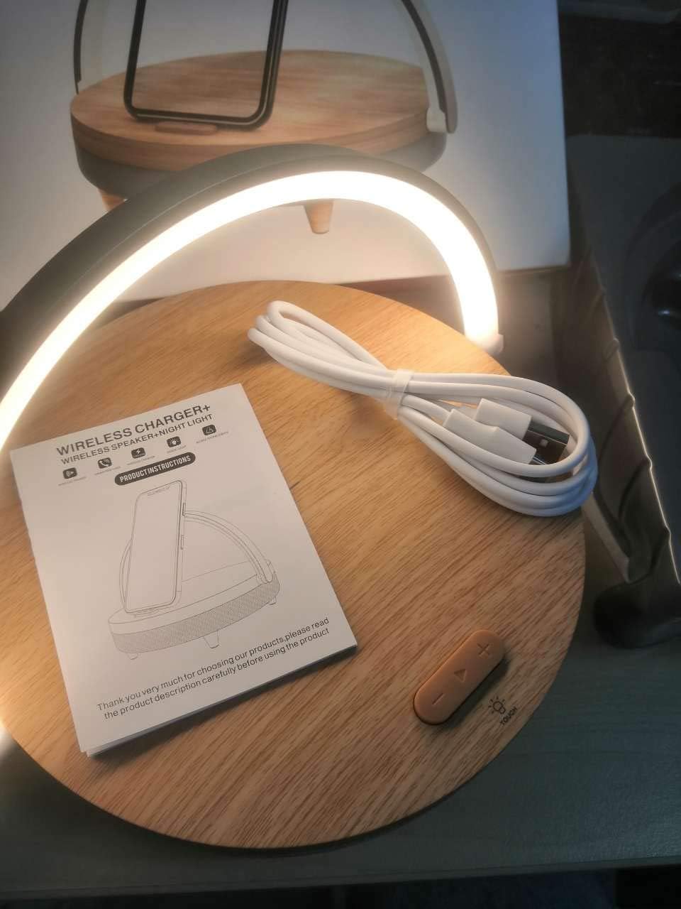 3-in-1 Bedside Lamp with Bluetooth Speaker and Wireless Phone Charger - Image 3