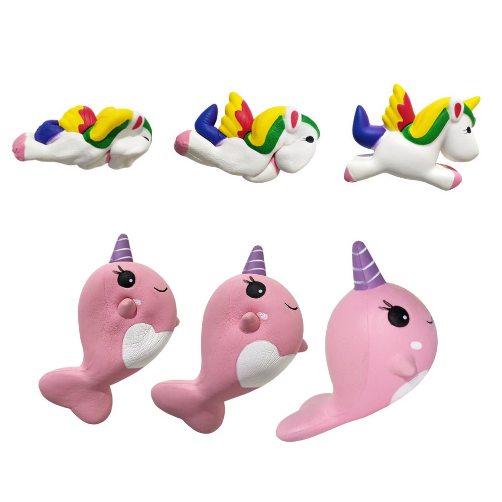 Squishy Unicornio, Ballena Squishy||Squishy Slow Rising||Squishys Kawaii||Antiestres Squishy Juguetes para niños y niña - Regalo de Navidad con el bolso negro del regalo