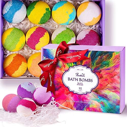 Bath Bombs Gift Set, Multi-Colored Vegan Bath Bomb in Luxurious Gift Box Perfect for Mother's Day Gift with Organic Essential Oils, Creative Gift Idea for Her, Women, Kids and Girls
