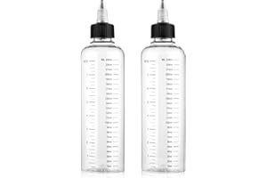 SynHHergyx 2 Pack Applicator Bottle for Hair 8.5oz Hair Oil Container Plastic Hairs Color Dispenser for Salon Sylist Twist-On Top Tip Cap with Clear Graduated Scale