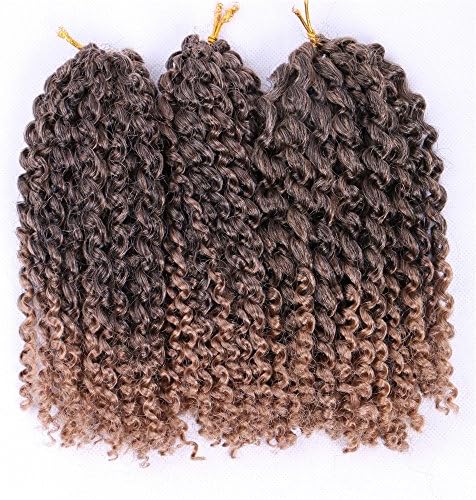 ALIBALLY Mali Bob Ombre 8'' Marlybob Crochet Braids 6pcs Kinky Curly Twist Synthetic Hair Crochet Braiding Hairstyle Extensions (t27)