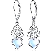 925 Sterling Silver Filigree Dangle Drop Earrings Daisy/Lotus/Rose Flower/Moonstone Leverback Teardrop Earrings for Women Infinity Celtic Knot Daisy Lotus Jewelry for Mothers Day