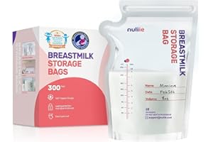 Nuliie 300 Pcs Breastmilk Storage Bags, 8 OZ Breast Milk Storing Bags, BPA-Free, Milk Storage Bags with Pour Spout for Breastfeeding, Self-Standing Bag, Space Saving Flat Profile