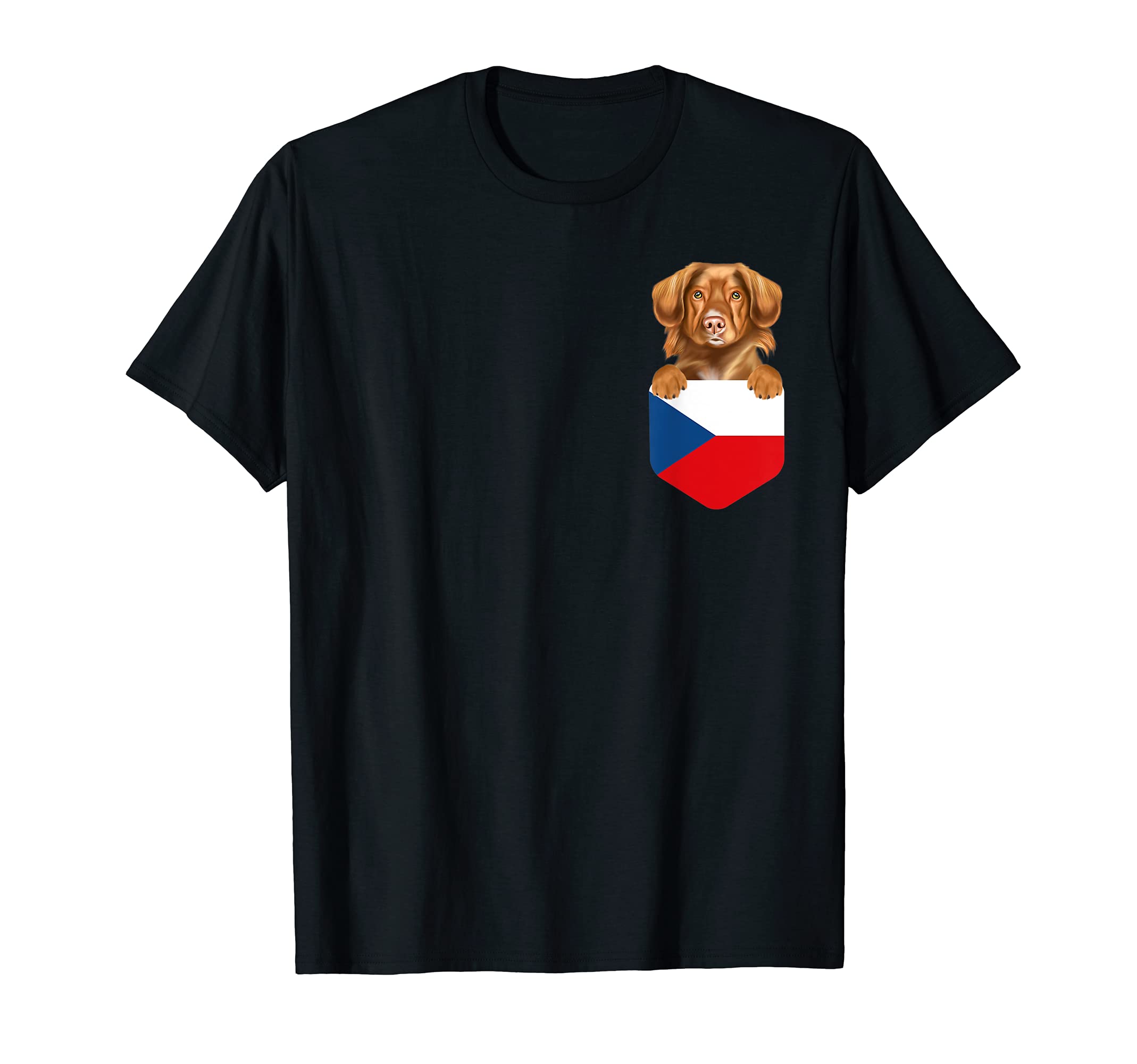 Czech Republic Flag Duck Tolling Retrievers Dog In Pocket T-Shirt
