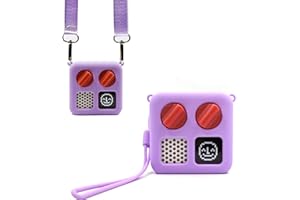 Thisness Protective Jacket for Yoto Mini with Shoulder Strap, Kid-Friendly Silicone Cover Case Compatible with Yoto Mini Audio Player Accessories with Wrist Lanyard, Purple