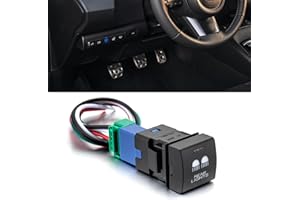 ROMELACK Rear Light Push Button Blue Backlight Switch Short Circuit Protection with Connector Wire Compatible with Toyota Tacoma Tundra 4Runner Camry Corolla Hiace Prado Yaris Prius Sienna 2018-2025