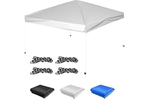 MALOROY 10×10 Canopy Replacement Top Cover, Pop Up Canopy Tent Cover for Straight Leg Frame, Waterproof Canopy Top with Windproof Ropes for Outdoor Garden Patio Camping Sun Shade(Top Only) (White)