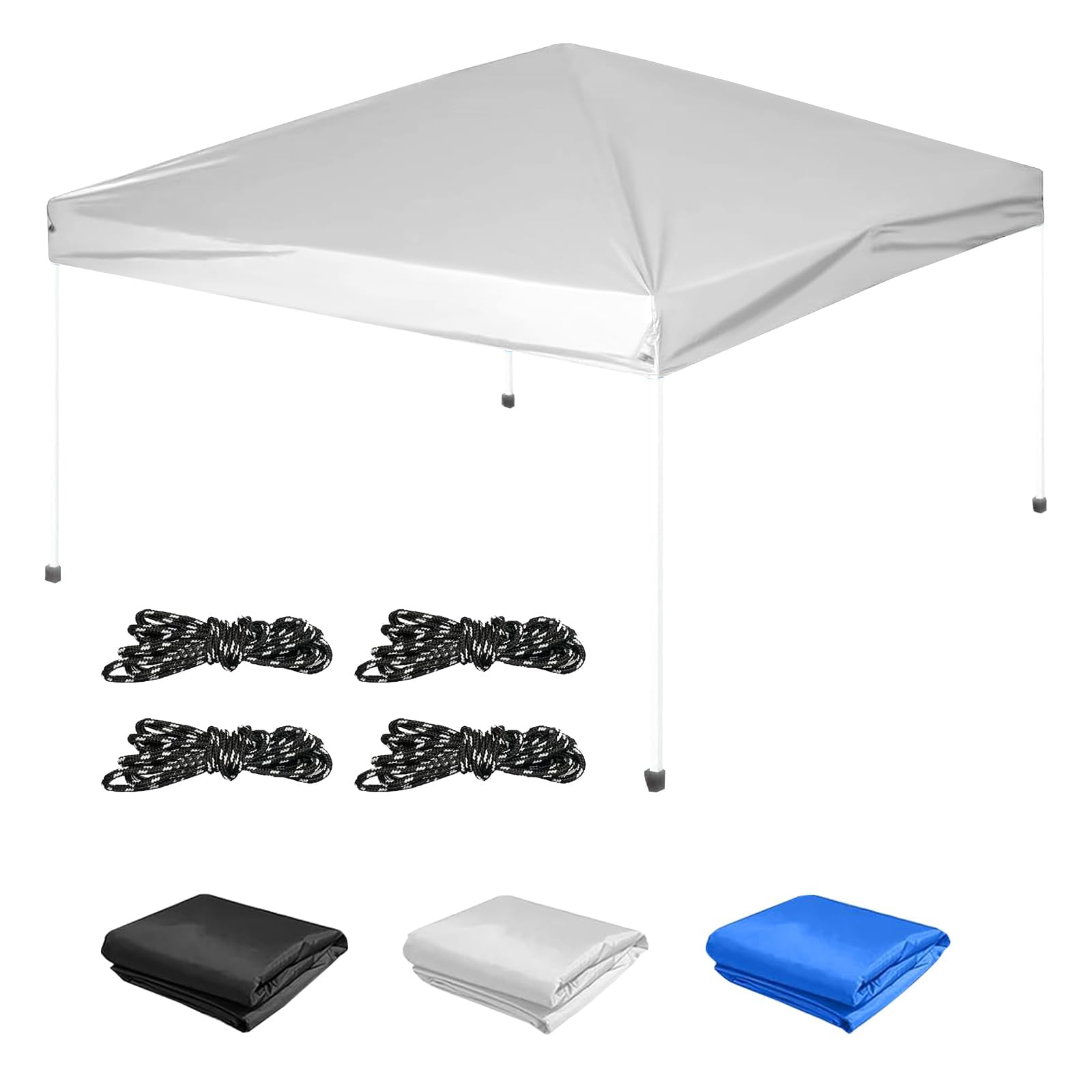 Photo 1 of 10×10 Canopy Replacement Top Cover, Pop Up Canopy Tent Cover for Straight Leg Frame, Waterproof Canopy Top with Windproof Ropes for Outdoor Garden Patio Camping Sun Shade(Top Only) (White)