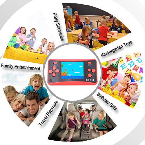 Retro Handheld Games for Kids with Built in 168 Classic Video Games Device Mini Arcade Gaming Machines Portable Electronic Consoles 16 Bit 2.5" Screen (Red) - Thumbnail 4
