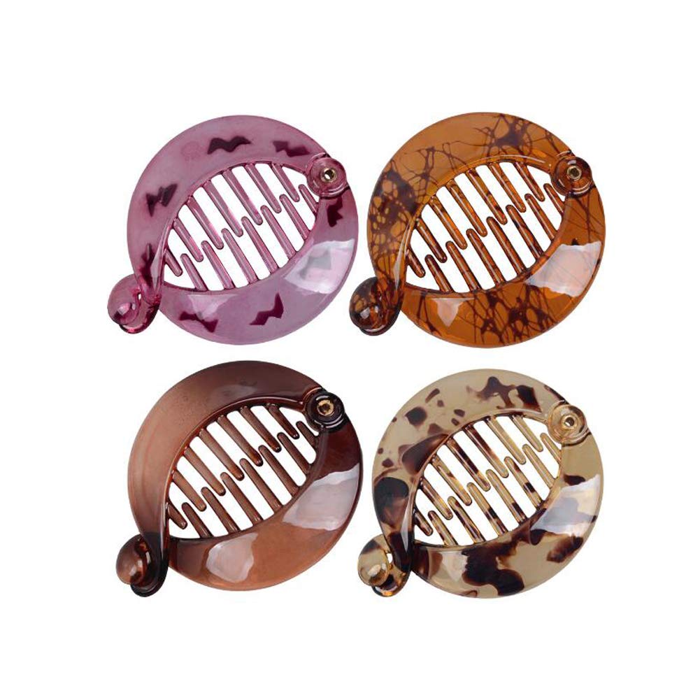 4Pcs 2.5 Inch Banana Fish Hair Clips Barrette Effortless Beauty Assorted Side Combs Ponytail Hair Clip Comb Pin French Round Banana Clips Hair Accessories for Women Ladies Girls (Color Random)
