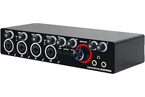 Micfuns MA01 4-in/4-out USB 2.0 Audio Interface with 4 mic Preamps with 48V Phantom Power -24-bit/ 192kHz for music computer recording