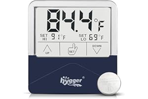 hygger Digital Aquarium Thermometer High and Low Temperature Alarm Sensor Gauge with LCD Touchscreen Stickable Fish Tank Thermometer for Saltwater, Freshwater, Fish, Amphibians, Reptiles