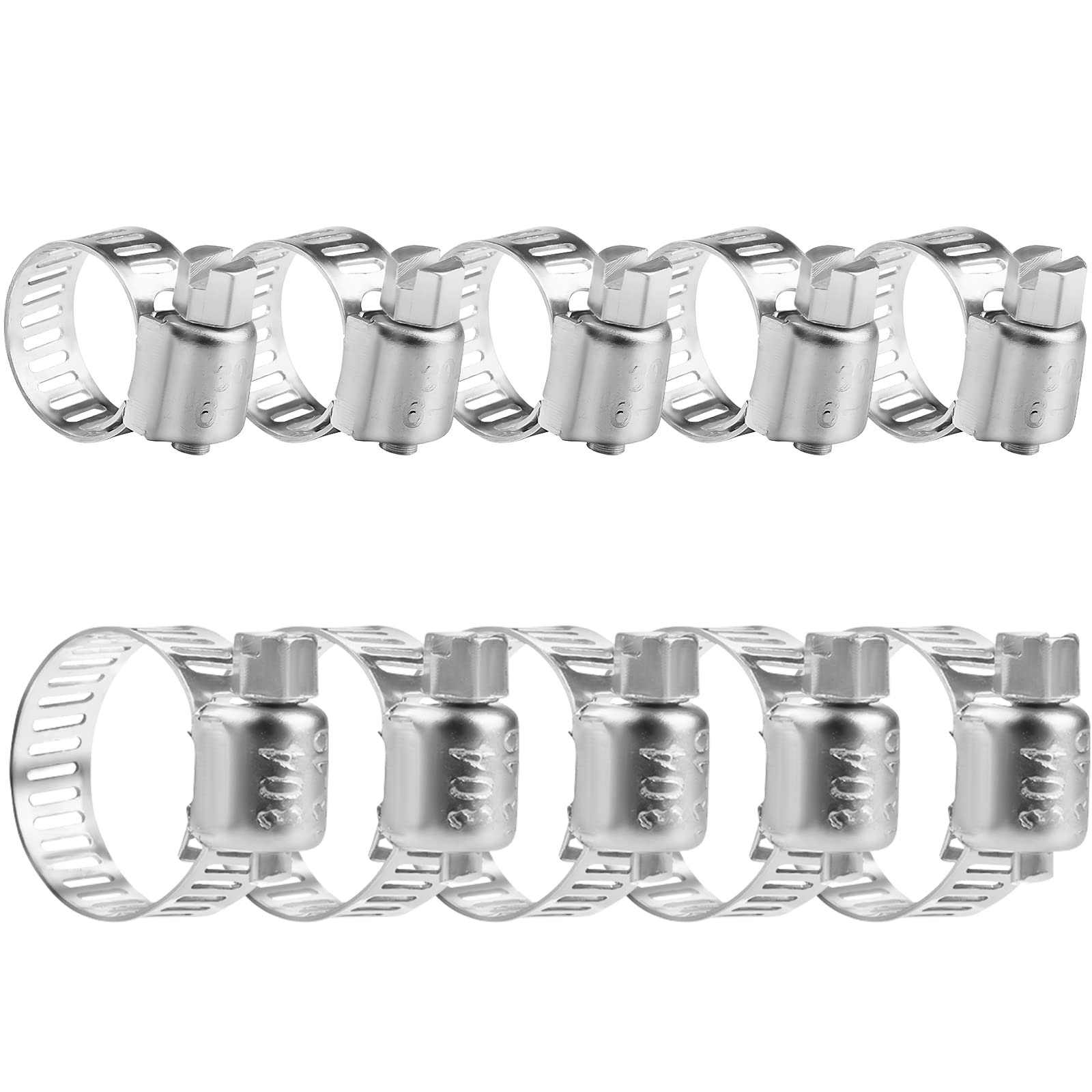 DAPHNIE Hose Clamps Stainless Steel (W4 304) Pack of 20 19-29 mm 27-51 mm, Rust & Corrosion Resistant Adjustable Reusable Clips for Pipes, Pools, Machine & Car