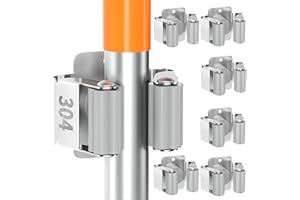 reliahom 6 Pack Broom Holder Wall Mount Stainless Steel Mop Hanger Organization Heavy Duty Garage Storage System Garden Laundry Kitchen Tool Organizer General Purpose Storage Rack(Silver)