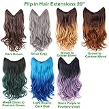 creamily Ombre Dip Dye Flip In Secret Miracle Wire Hair Extensions Synthetic Curly Wave Hairpieces 20