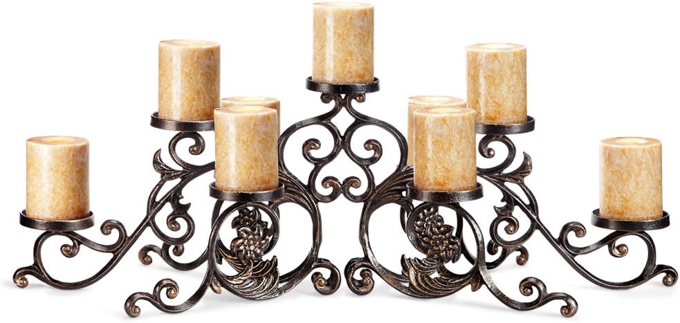 Viridian Bay Sienna Collection Pergamena Pillar Candelabra
