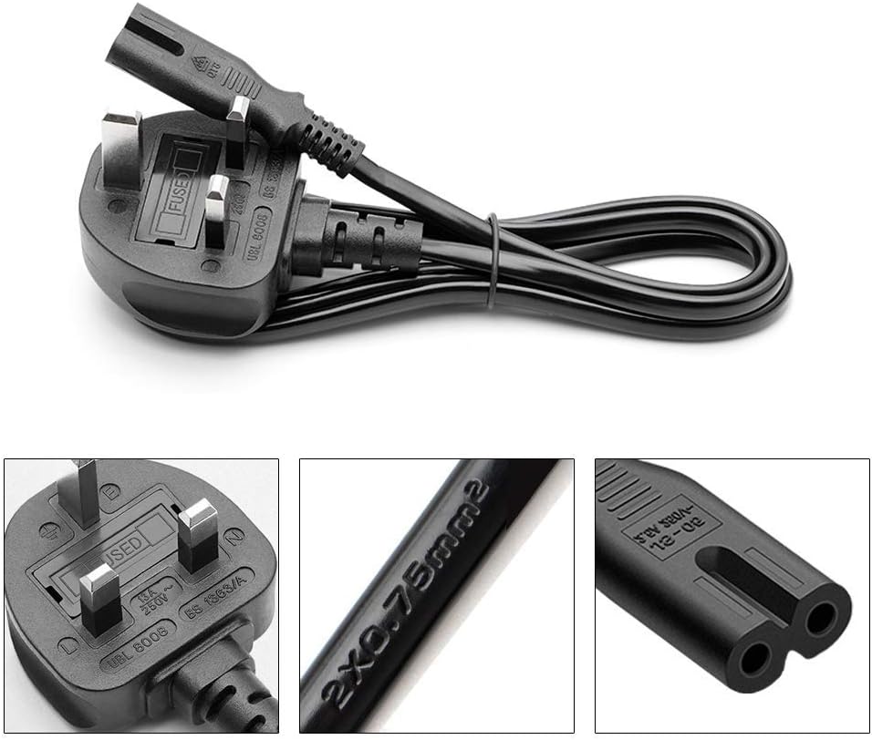 FSKE 3 Meters Power Cable Figure 8 Power Lead IEC C7 UK Plug Power Cord 2 Pin Mains Lead for LG Sony TV PS4 PS5 Sky Box XBox Playstation Samsung Philips Hisense Panasonic Sharp TCL Smart TV Monitor - Image 3