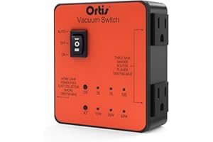 Automatic Vacuum Switch, Ortis Plug in Dust Control Autoswitch for 2 Power Tools, Auto/On/Off Modes, Adjustable Start & Delay-Off for Cleaner Air, Smoother Workflow, Orange
