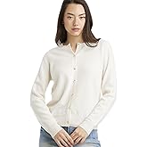 Daily Women’s Crew Neck Cardigan – Essential Line, 90% Wool 10% Cashmere Button-Front Sweater, Lightweight Classic Knit