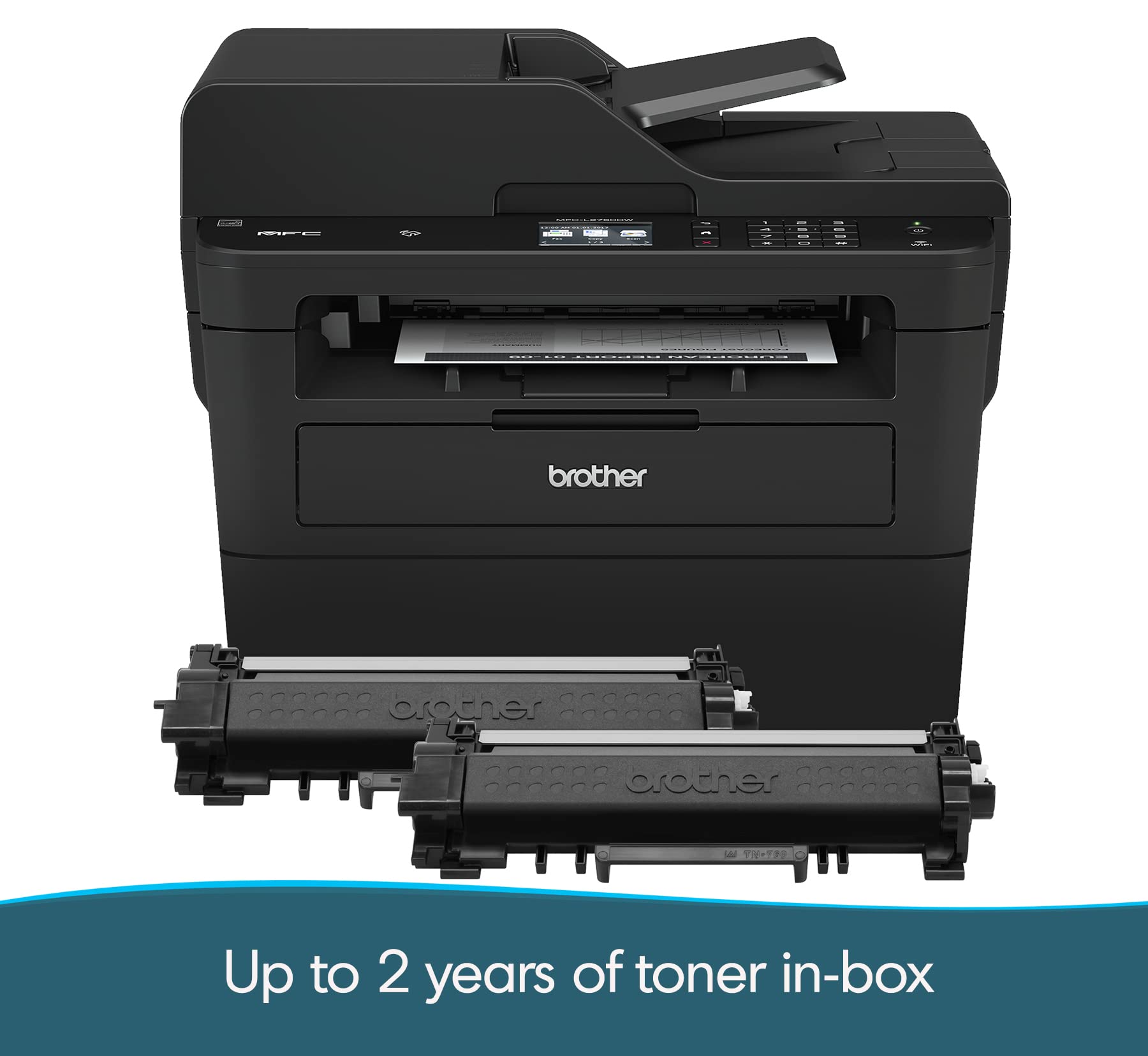 Brother Compact Monochrome Laser All-in-One Multi-Function Printer, MFCL2750DWXL, Up to Two Years of Printing Included, Refresh Subscription and Amazon Dash Replenishment Ready,Black