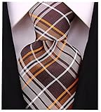Scott Allan Mens Scottish Tartan Plaid Necktie - Dark Brown and Orange