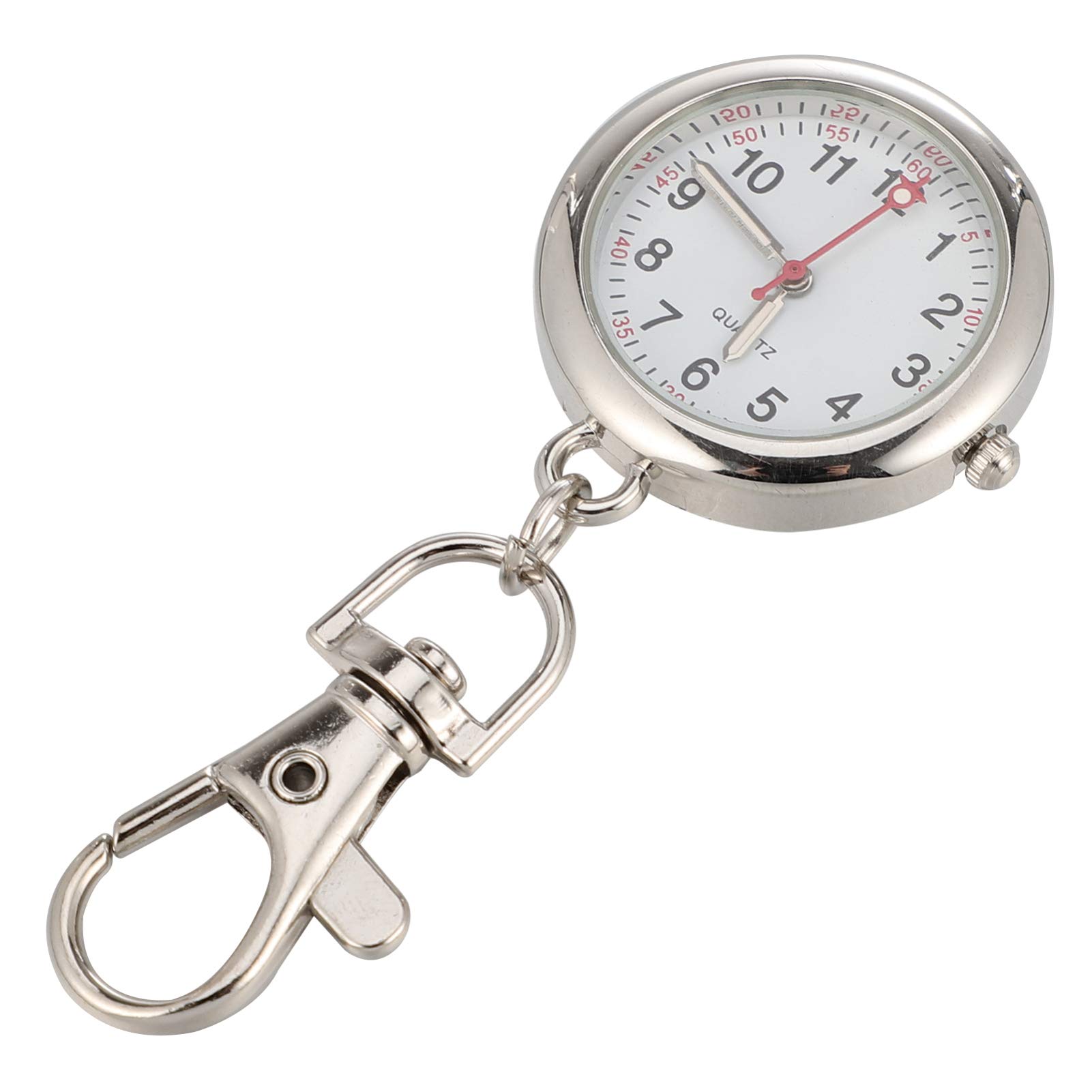 Balacoo Nurse Pocket Watch with Key Buckle Metal Nurse Watch Women Clip on Glass Quartz Pocket Badge Watches for Doctor Easy to Read