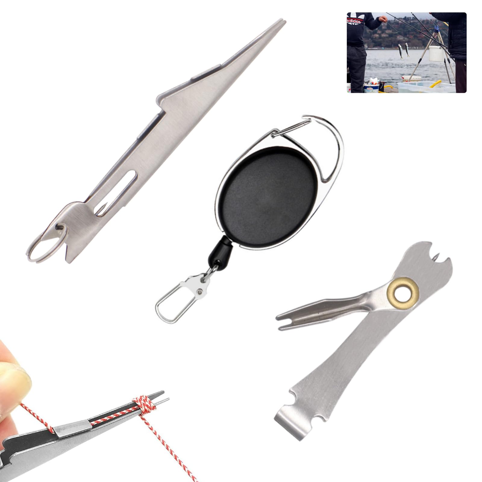 GHYJHS 3 Pcs Fishing Knot Tying Tool, Fly Fishing Accessories Fishing Quick Knot Tool and Retractors Combo, Fly Fishing Angler Accessories Nail Knot Tying Tool for Fly Fishing Tools Kit Supplies