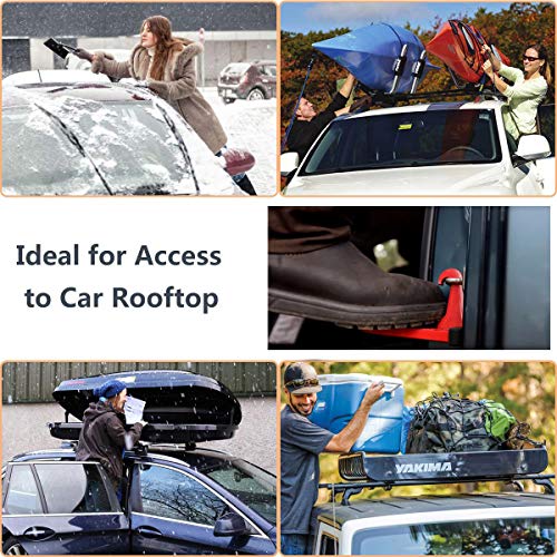 KTPYRP Vehicle Doorstep Folding Ladder Foot Rest with Safety Hammer Head for Easy Access to Car Rooftop & Roof-Rack, Car Door Step for Jeep, SUV & RV