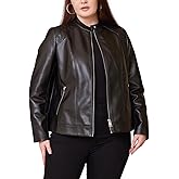 WYOYW Women Plus Size Faux Leather Jacket PU Motorcycle Biker Coat with Quilted
