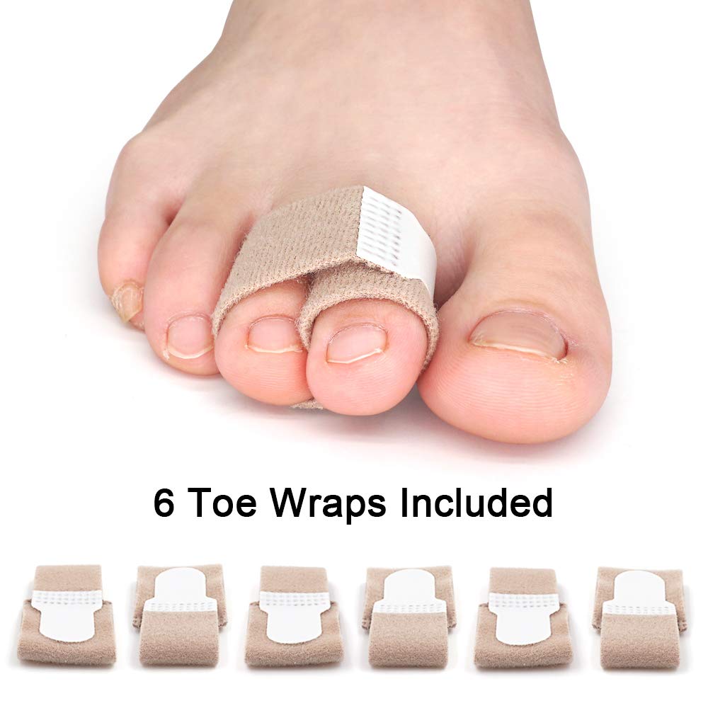 Skyfoot’s Broken Toe Wraps Hammer Toe Straight Cushioned Correction Bandages - Pack of 6 Toe Separator Splints
