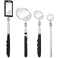 BBTO 4 Pieces Telescoping Inspection Mirror Telescoping LED Lighted Flexible Inspection Mirror Mirror Inspection Tool for Checking Observing Vehicle Small Parts (Elegant Style)