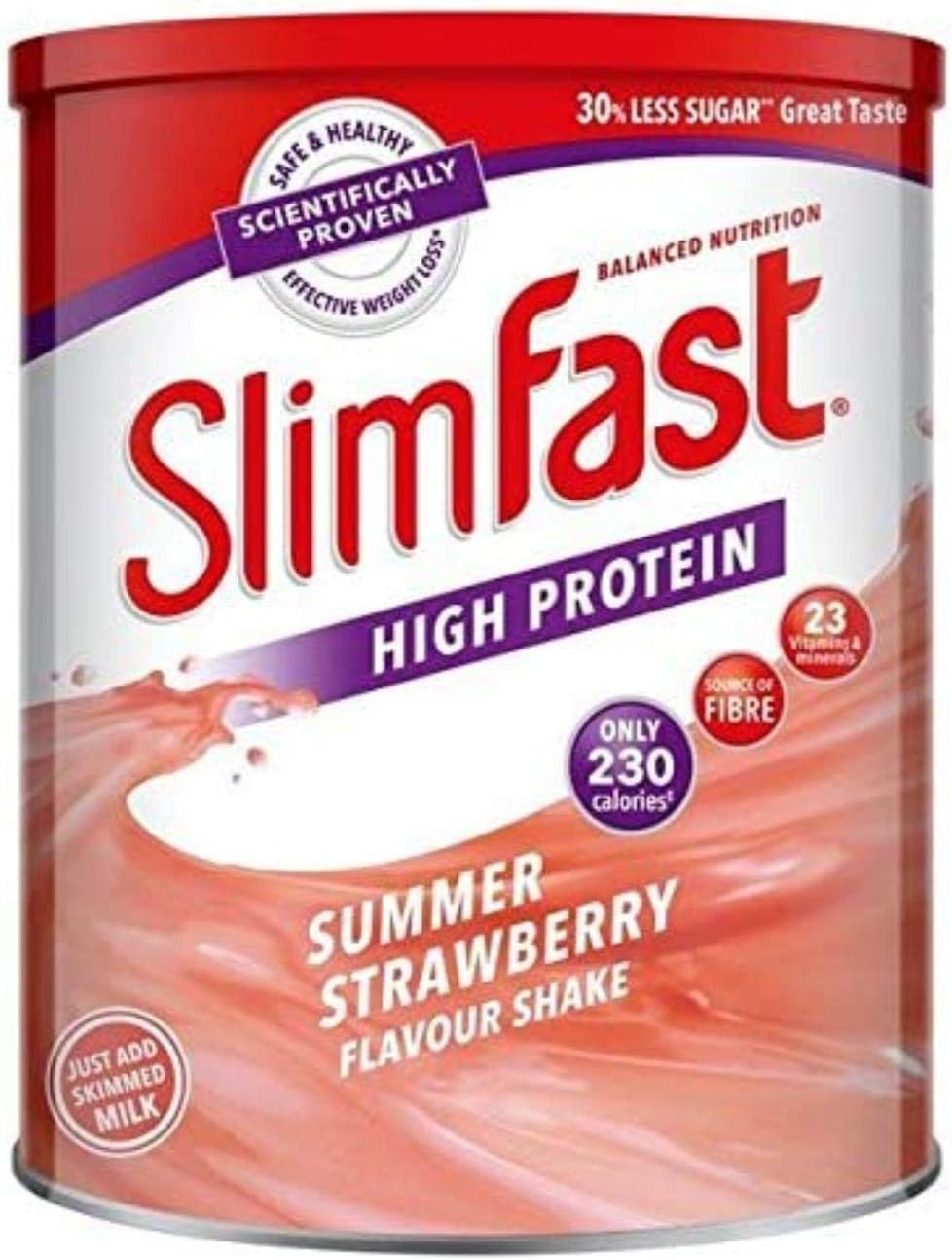 SLIMFAST 365G Summer Strawberry Meal Replacement Milkshake Powder, 365 g (Pack of 1)