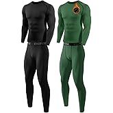 Orrfreer 2 Pack Thermal Underwear for Men Long Johns with Fleece Lined Base Layer Men Cold Weather Top and Bottom Set