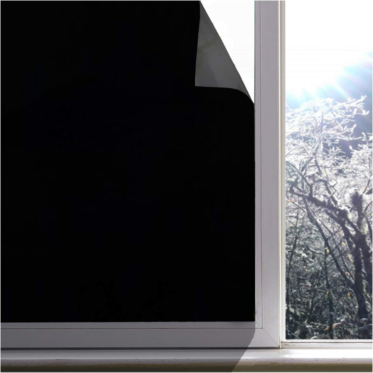 Jahoot Blackout Window Film, Upgraded 100% Light Blocking Glass Tint Static Cling Window Cover for Privacy, Stop UV, Nap Time, Room Darkening & Day Sleeping (Matte Black, 35.4 x 196.8 in.)