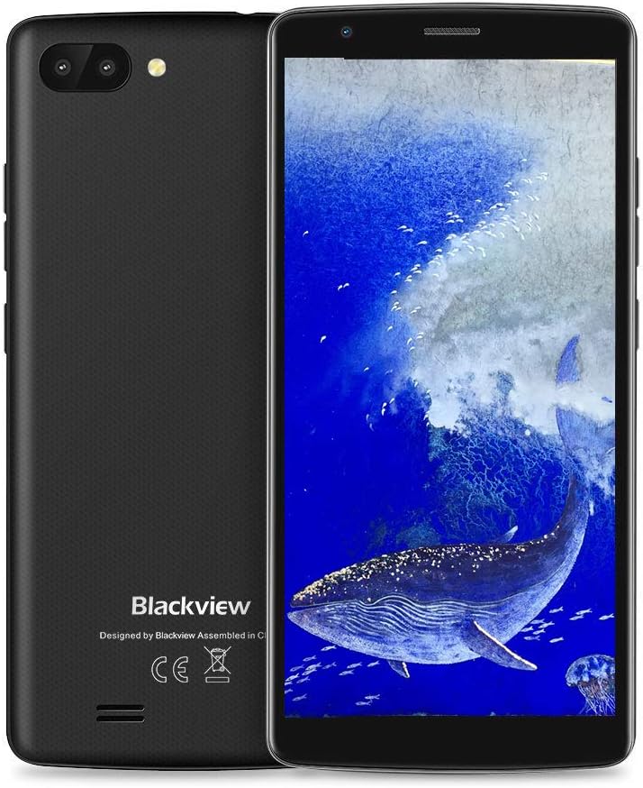 Android Go Smartphone,Blackview A20 (2019) Dual Sim Mobile Phone Unlocked,5.5 Inch IPS Display UK Sim Free Phone with 8GB ROM,3000mAh Battery,5 MP Dual Camera,GPS,FM,Gesture,3G Cell Phone -Black