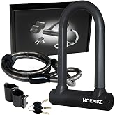 NOEAIKE Bike U Lock Heavy Duty with 4FT Security Steel Cable,3 Keys | Anti Theft Bike Lock Mounting Bracket Included,Bicycle Locks Perfect for Road,Mountain,Scooter and Ebike