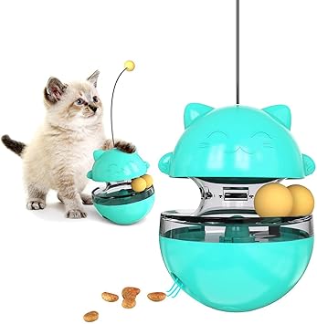 Amazon 進化形 猫おもちゃ おやつボール 餌やり玩具 猫じゃらし 猫用ボール 猫遊び ストレス解消 運動不足対策 知育 ペット多機能 おもちゃ ブルー Yunjija ボール 通販