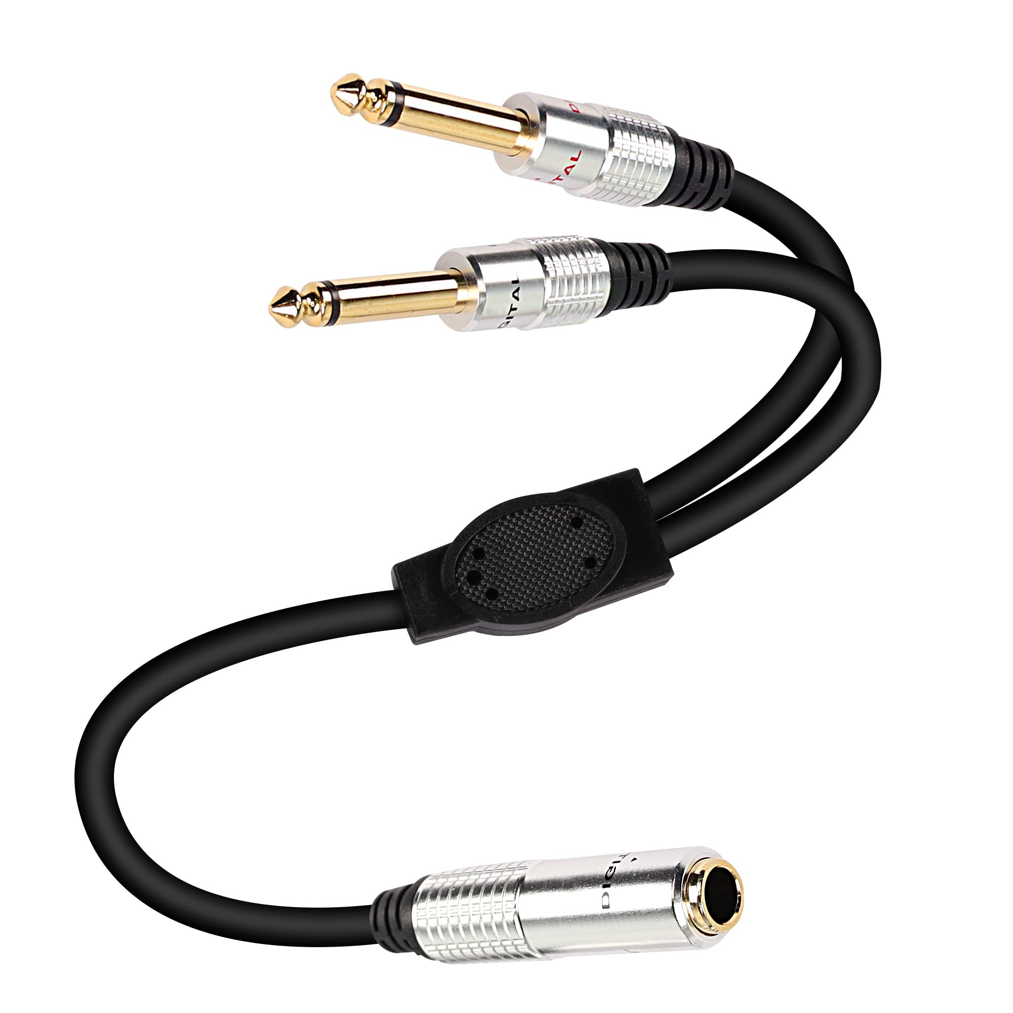 XMSJSIY 6.35mm 1/4 TRS Stereo Female to Dual 6.35mm 1/4 TS Mono Male Y Splitter Cable -50CM