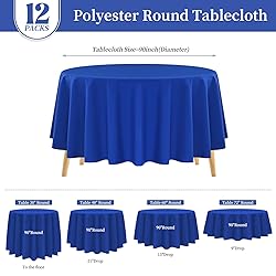 Pesonlook 12 Pack Round Tablecloth 90inch-Royal