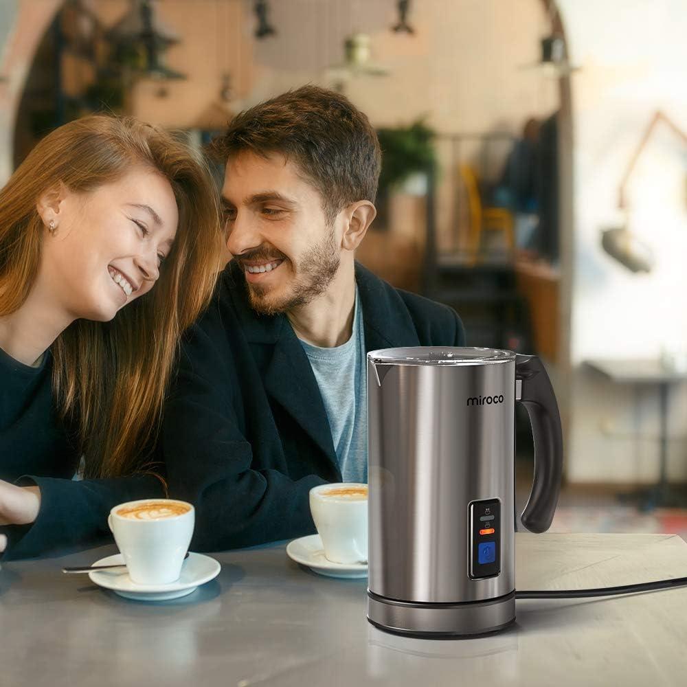 Miroco Milk Frother, Electric Milk Steamer Stainless Steel, Automatic Hot and Cold Milk Frother Warmer with Heat Froth Whisks for Latte, Coffee, Hot Chocolates, Cappuccino, Heater with Strix Control: Kitchen & Dining