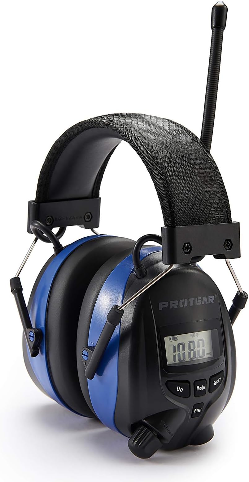 PROTEAR Rechargeable Ear Defenders with Bluetooth FM/AM Radio SNR 30dB