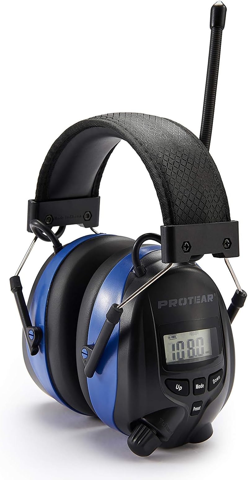 PROTEAR Rechargeable Ear Defenders with Bluetooth FM/AM Radio SNR 30dB