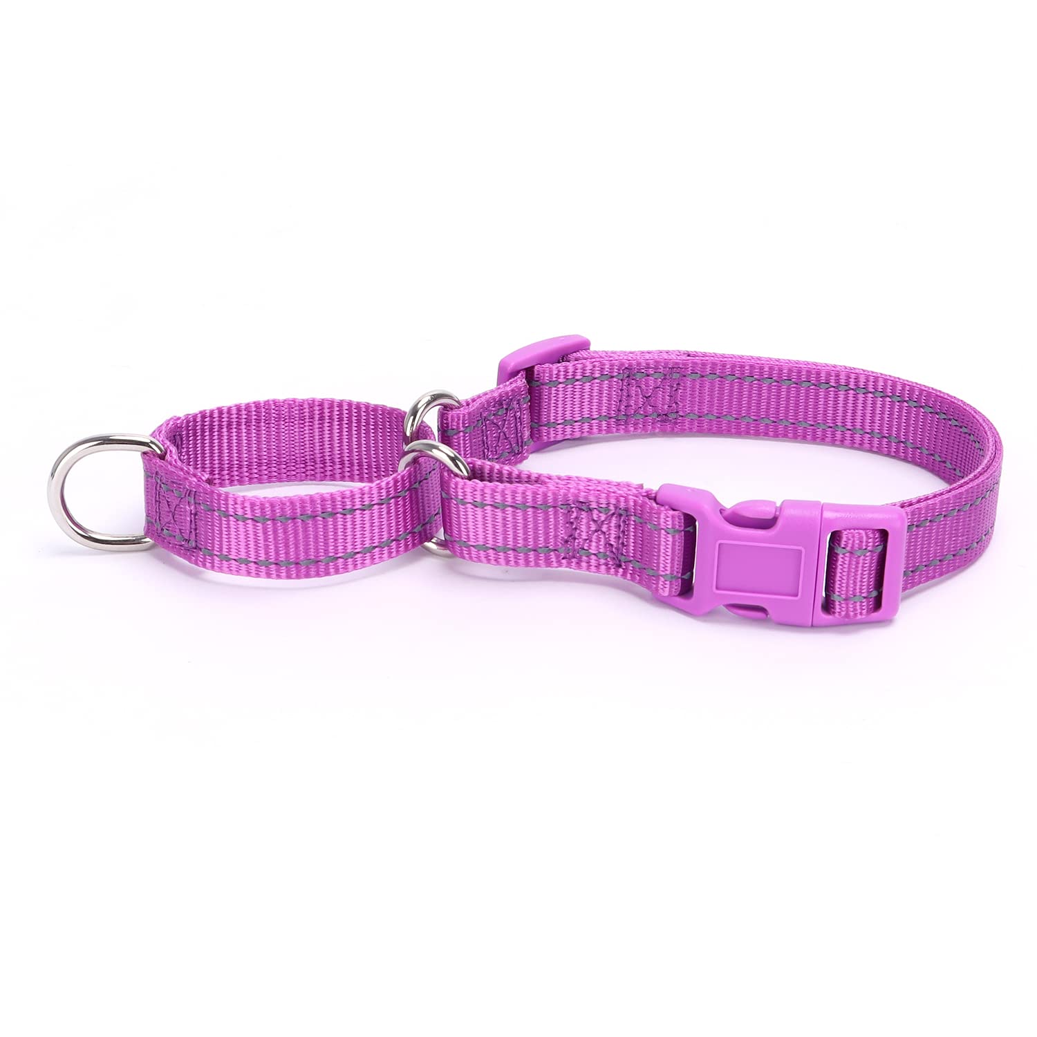 haoyueer Reflective Nylon Martingale Collar, Heavy Duty Nylon Escape-proof Martingale Dog Collar for Large Breeds Boy and Girl Dogs - Walking Training Daily Use (S, Purple)