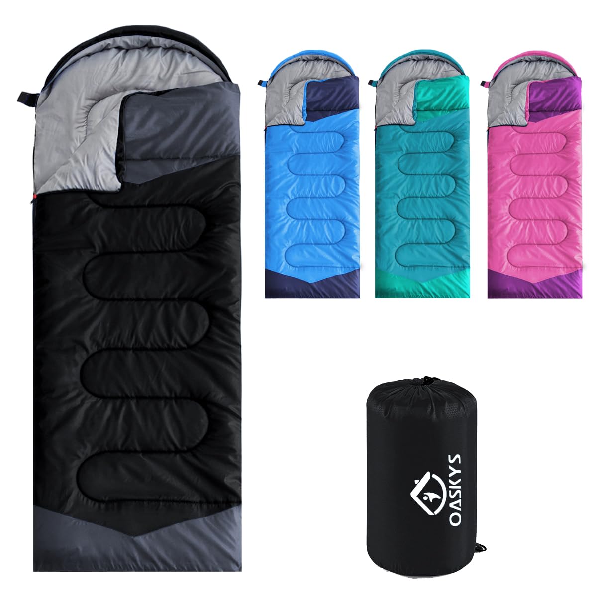 Photo 1 of 1pc. oaskys Camping Sleeping Bag - 3 Season Warm & Cool Weather - Summer Spring Fall Lightweight Waterproof for Adults Kids - Camping Gear Equipment, Traveling, and Outdoors