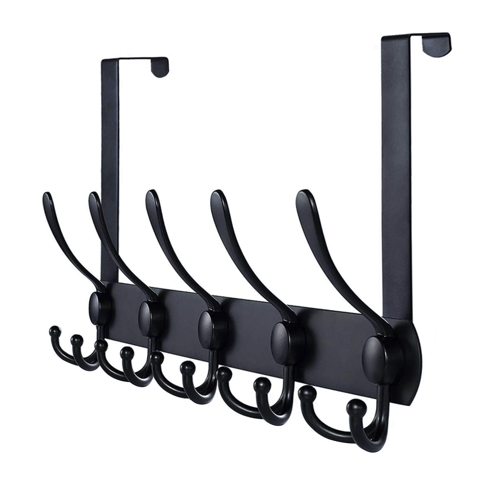 OUBTDK Over The Door Hook Hanger Heavy-Duty Over Door Hanger with 5 Dual Hooks Stainless Steel Over Door Coat Hooks Door Hangers for Bedrooms Bathroom Clothes Towel Dressing Gowns Hat Bags