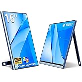 Veout Portable Monitor 16" 1200P FHD Dual USB-C/HDMI Ultra-Slim Travel Monitor with Kickstand & Speakers, 16:10 IPS External Second Screen Compatible with Laptop, Mini PC, MacBook, PS, Switch