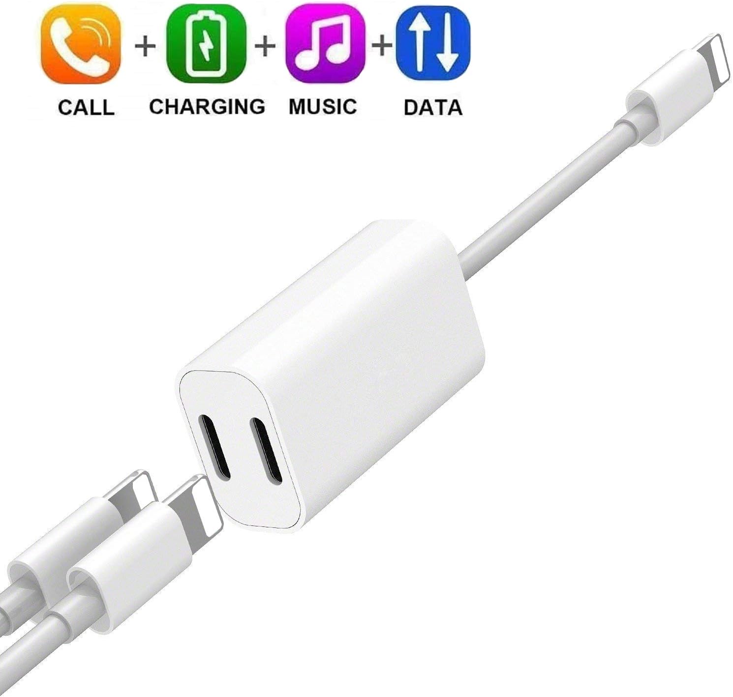 [Apple MFi Certified] iPhone Headphone Adapter,2 in 1 Dual Lightning Headphone Jack Audio + Charge Cable Compatible for iPhone 11/11 Pro/XS/XR/X 8 7,iPad,Sync Data + Music Control,Support iOS 13