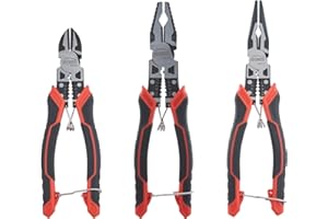 Pliers Set, HOUSERAN 3-Piece Pliers Tool Set Including 8.3” Needle Nose Pliers, 8.3” Linemans Pliers, 7.5” Diagonal Cutters, 