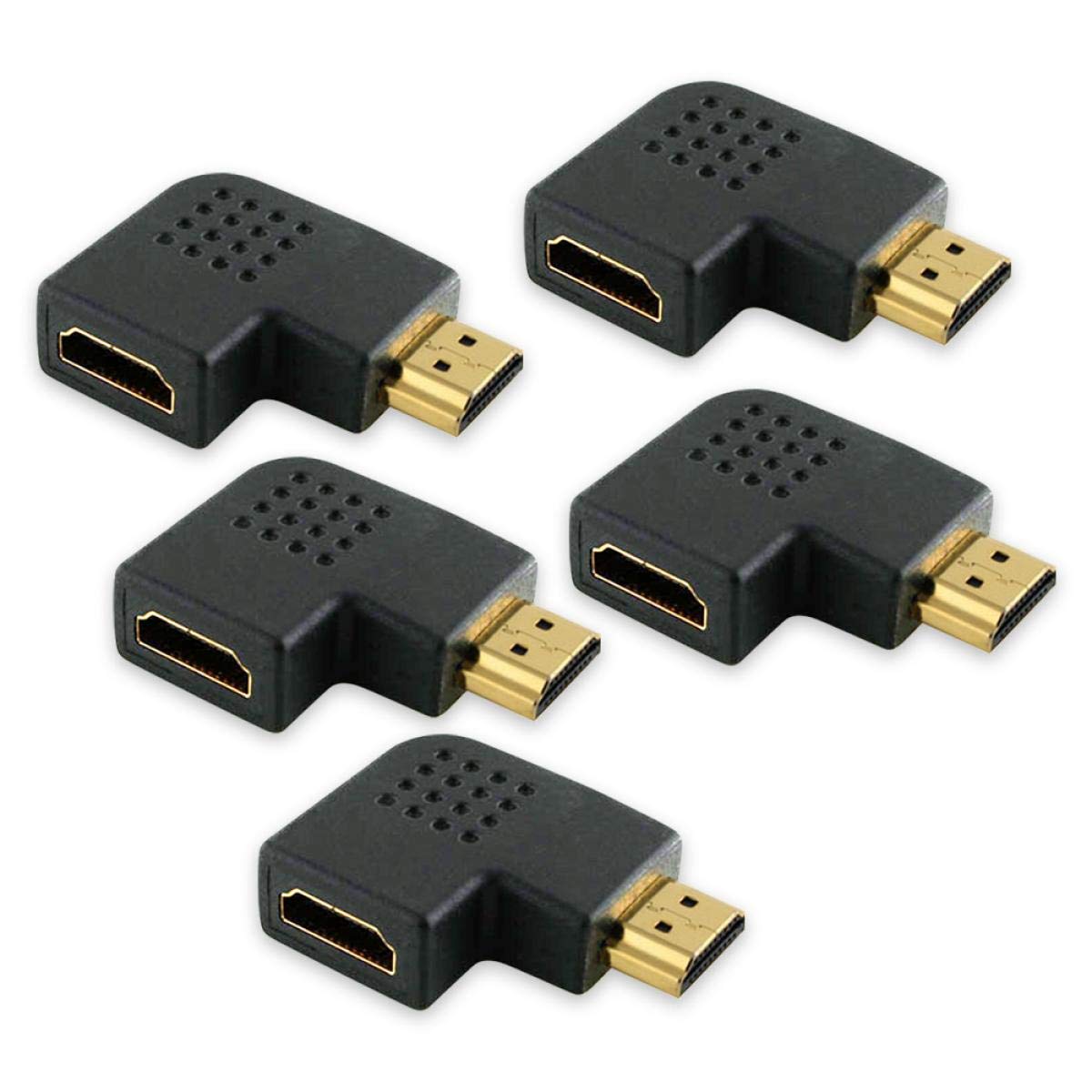 Cablesson Vertical Flat Left 5 x 90 Degree HDMI Adapter (24K Gold Plated v1.3, v1.4 & 2.0 supported 1080p Full HD) High Speed - 2160p, 4k - 3D Enabled Blu-ray