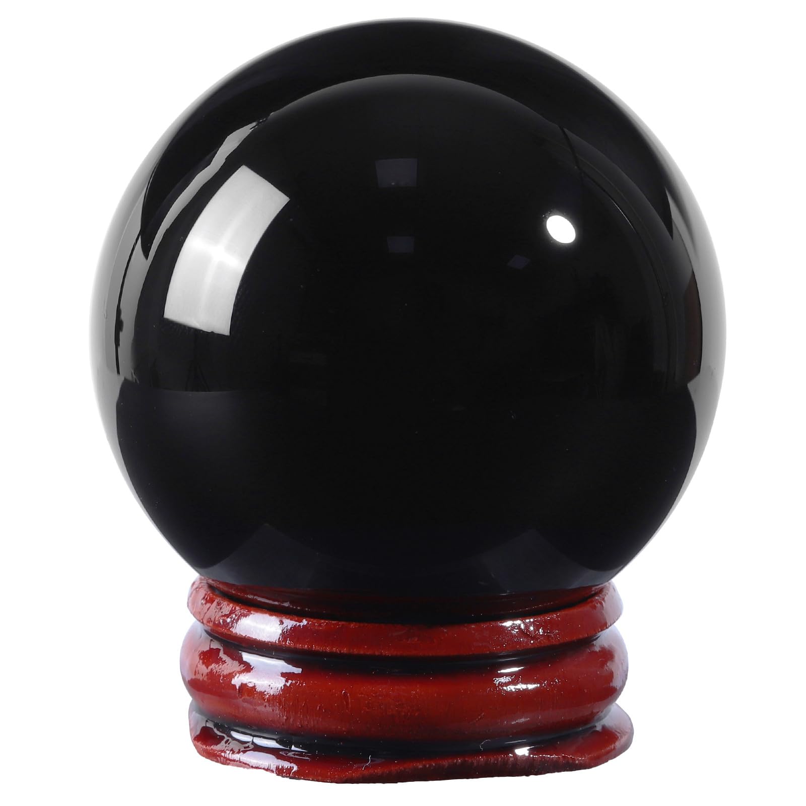 mookaitedecor Natural Black Obsidian Crystal Ball with Stand 45mm-50mm Small Healing Reiki Stone Crystal Sphere Scrying Divination Crystal Witchcraft Supplies Wiccan Gifts Spiritual Black Room Decor